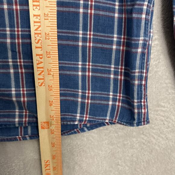 The Normal Brand Shirt Mens Large Blue Plaid Twill Button Up Work Preppy - Picture 11 of 11